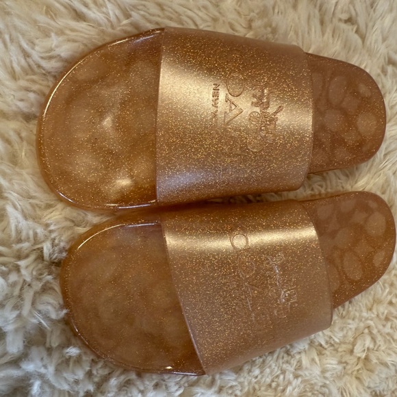 Coach Gold Metallic Slide Sandals - Picture 1 of 2